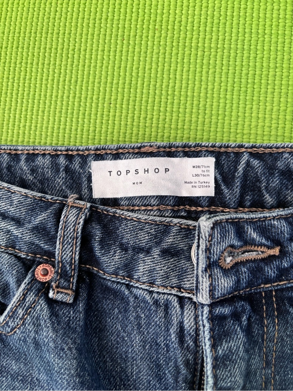 Topshop Blue Denim Boyfriend Jeans with Faded Wash